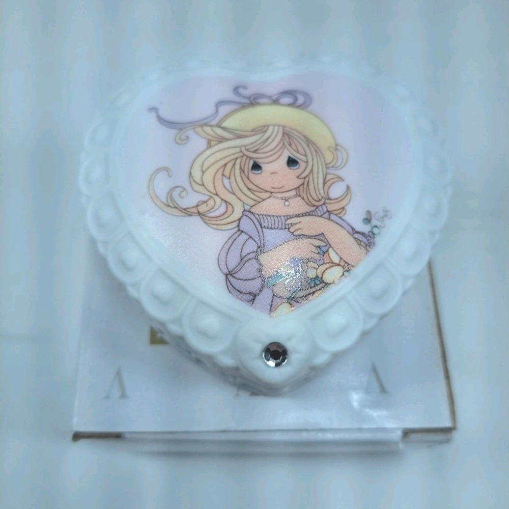Vintage 1997 Avon Precious Moments Porcelain Birthstone Trinket Box April